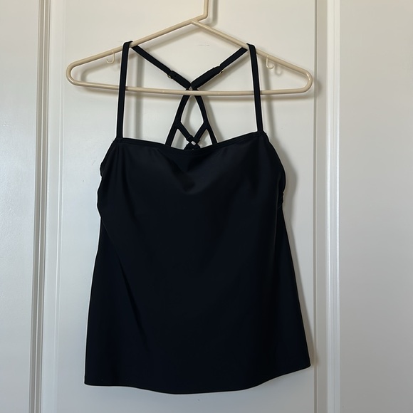 Black Strappy Bathing Suit Tank Top - Picture 1 of 6